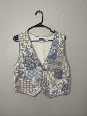Vintage 90s County Seat Nuovo Patchwork Tapestry Vest USA Made Boho M